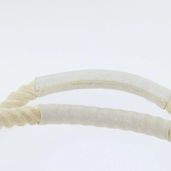 BURBERRY Hand Bag Canvas White Navy Silver Auth 91265 - Picture 9 of 15